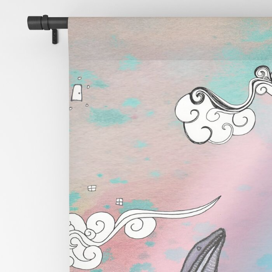 Window Curtains &quot;Plum Purple Whales&quot;