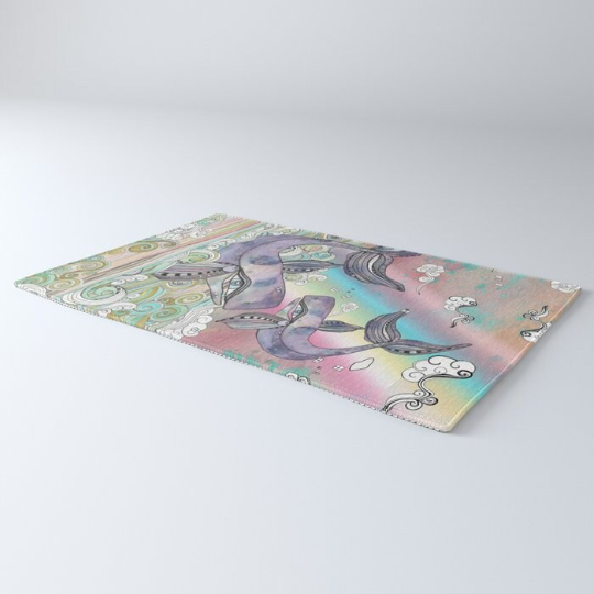 Area Rug &#39;Plum Purple Whales&#39;