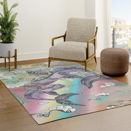 Area Rug &#39;Plum Purple Whales&#39;