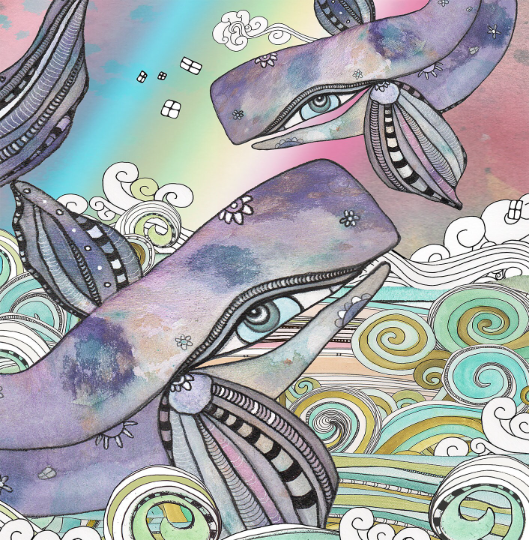 Area Rug &#39;Plum Purple Whales&#39;