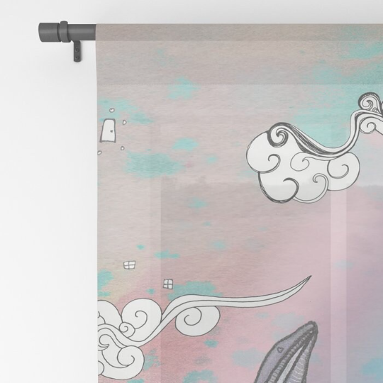 Window Curtains &quot;Plum Purple Whales&quot;