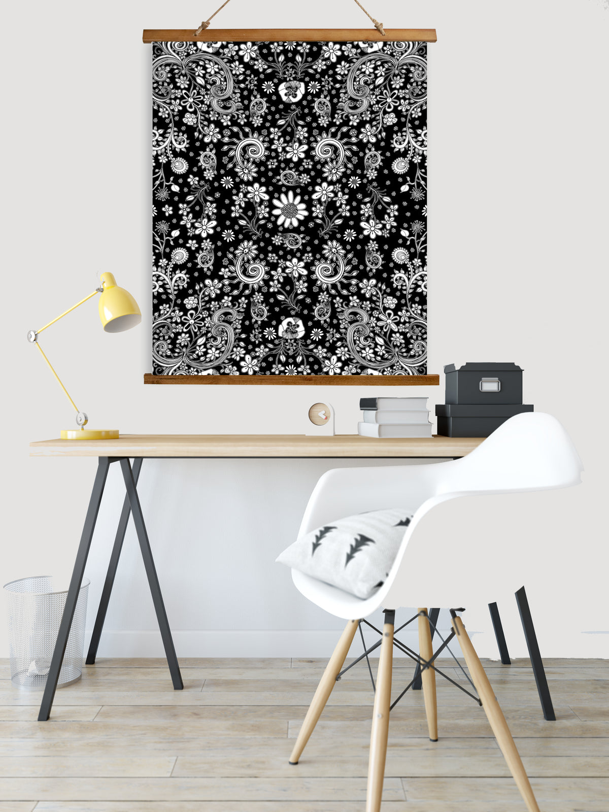 Whimsical Wood Slat Tapestry &quot;Birds of a Flower&quot;