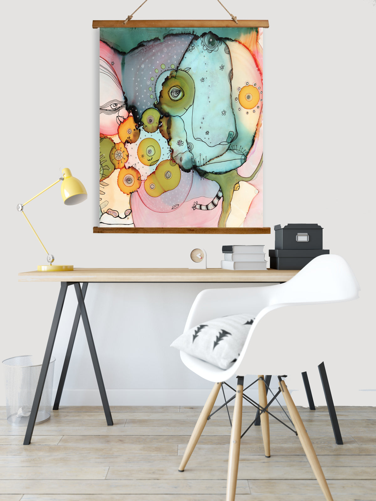 Whimsical Wood Slat Tapestry &quot;Dance With Me&quot;