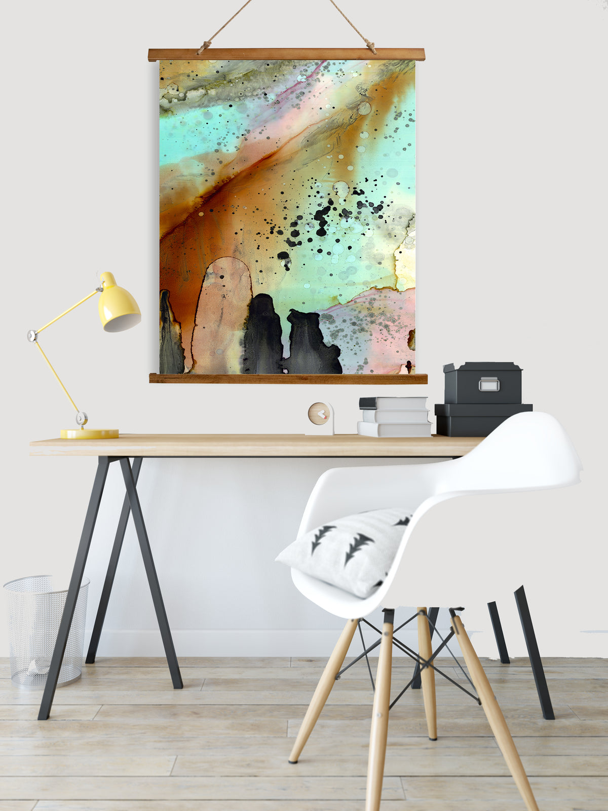 Whimsical Wood Slat Tapestry &quot;From the Heavens&quot;