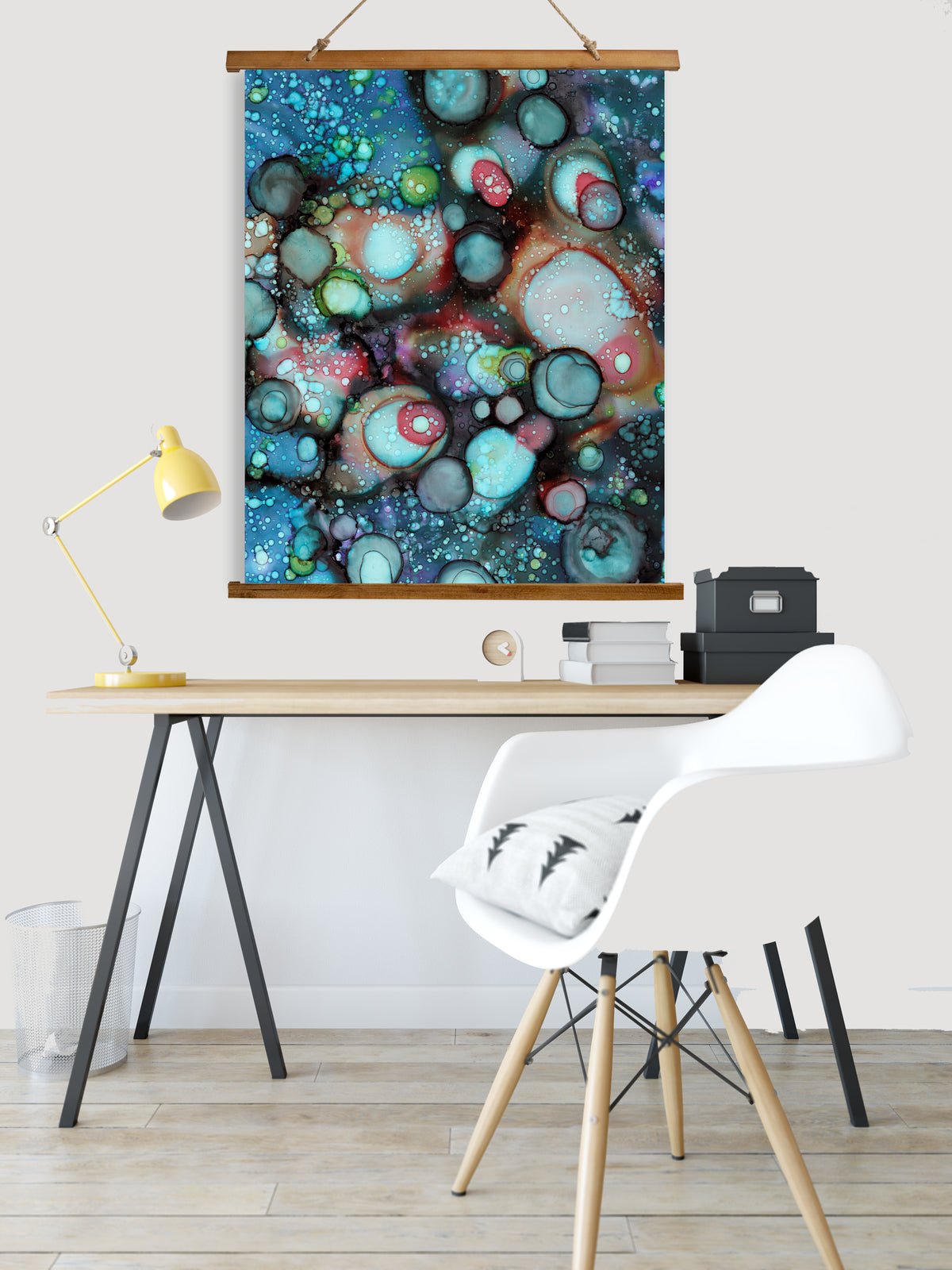 Whimsical Wood Slat Tapestry &quot;Galaxy A&quot;