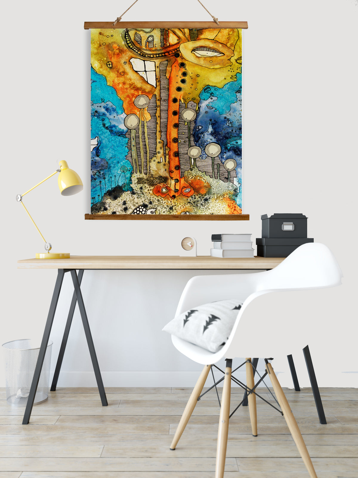 Whimsical Wood Slat Tapestry &quot;Growing on me&quot;