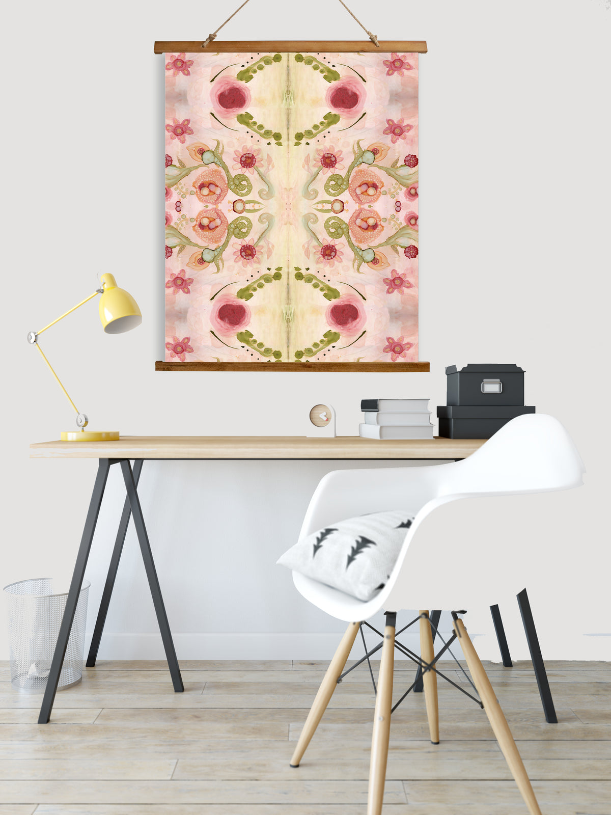 Whimsical Wood Slat Tapestry &quot;Kali Floral 2&quot;