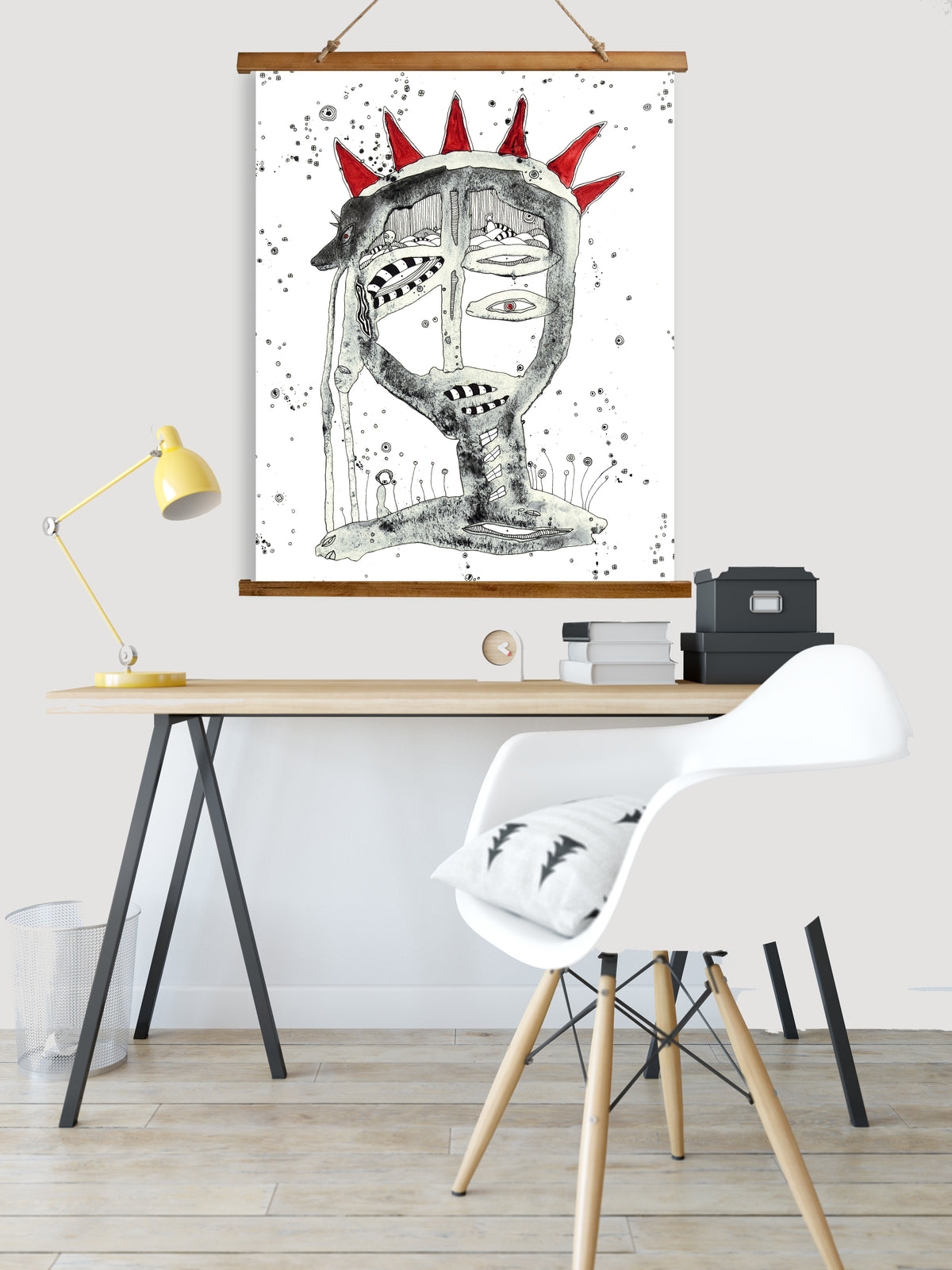 Whimsical Wood Slat Tapestry &quot;King&quot;