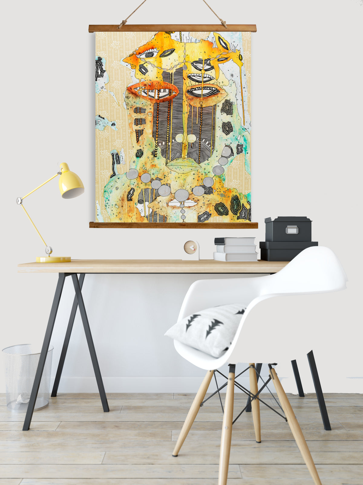 Whimsical Wood Slat Tapestry &quot;Obatala&quot;