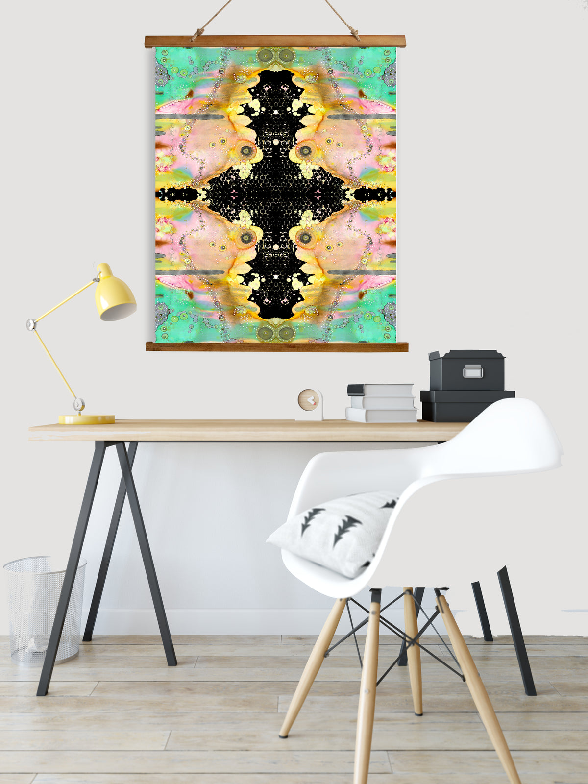 Whimsical Wood Slat Tapestry &quot;Over The Rainbow 2&quot;