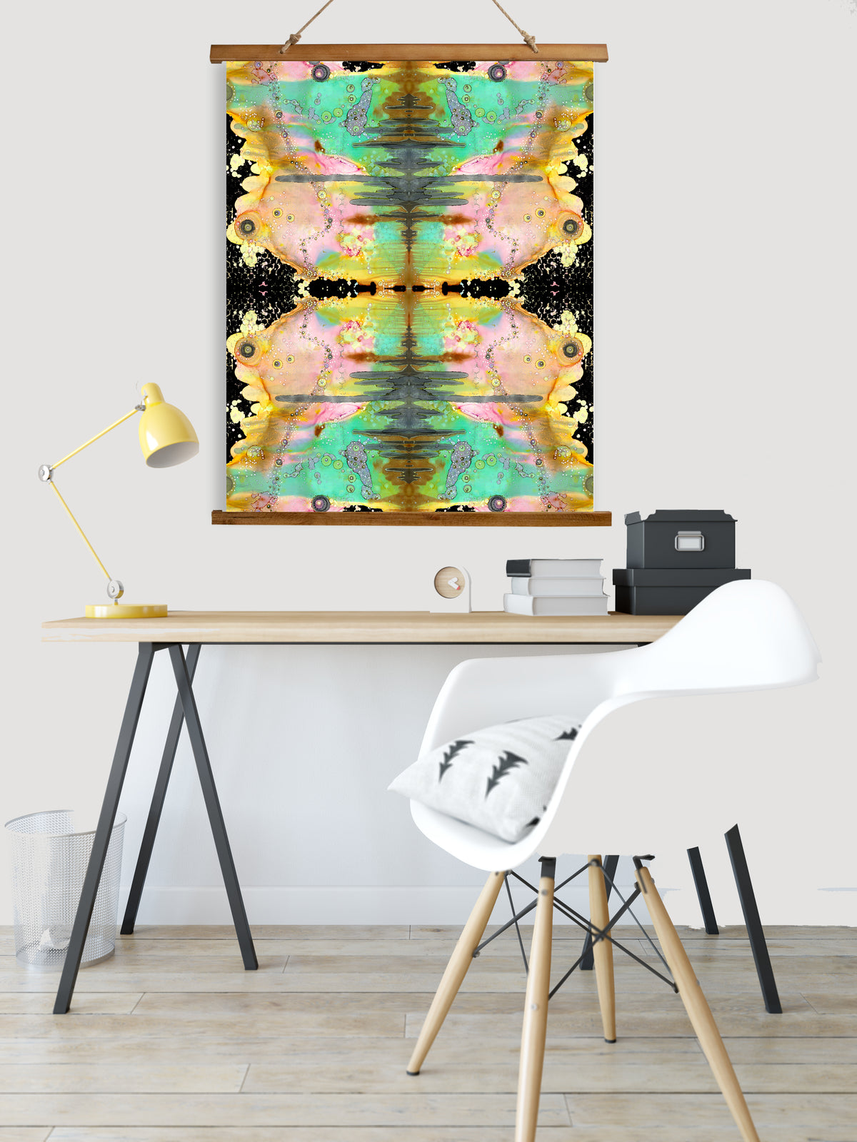 Whimsical Wood Slat Tapestry &quot;Over The Rainbow pattern 2&quot;
