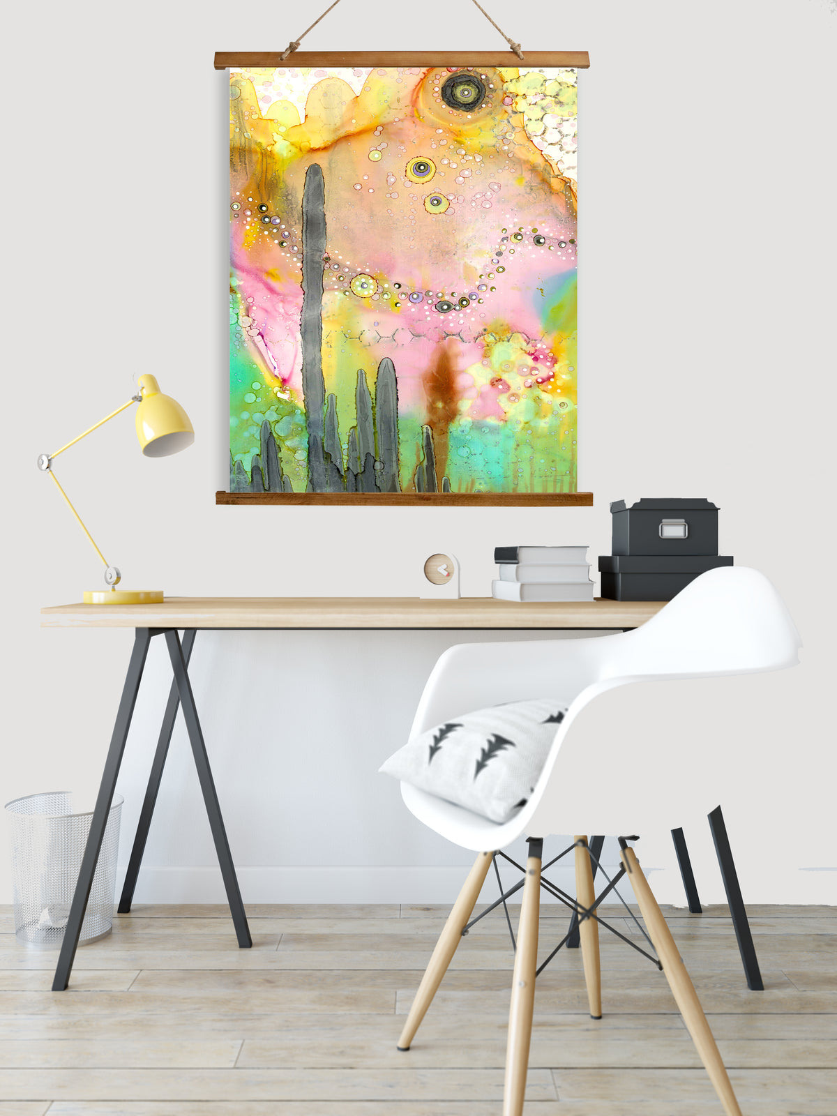 Whimsical Wood Slat Tapestry &quot;Over The Rainbow&quot;