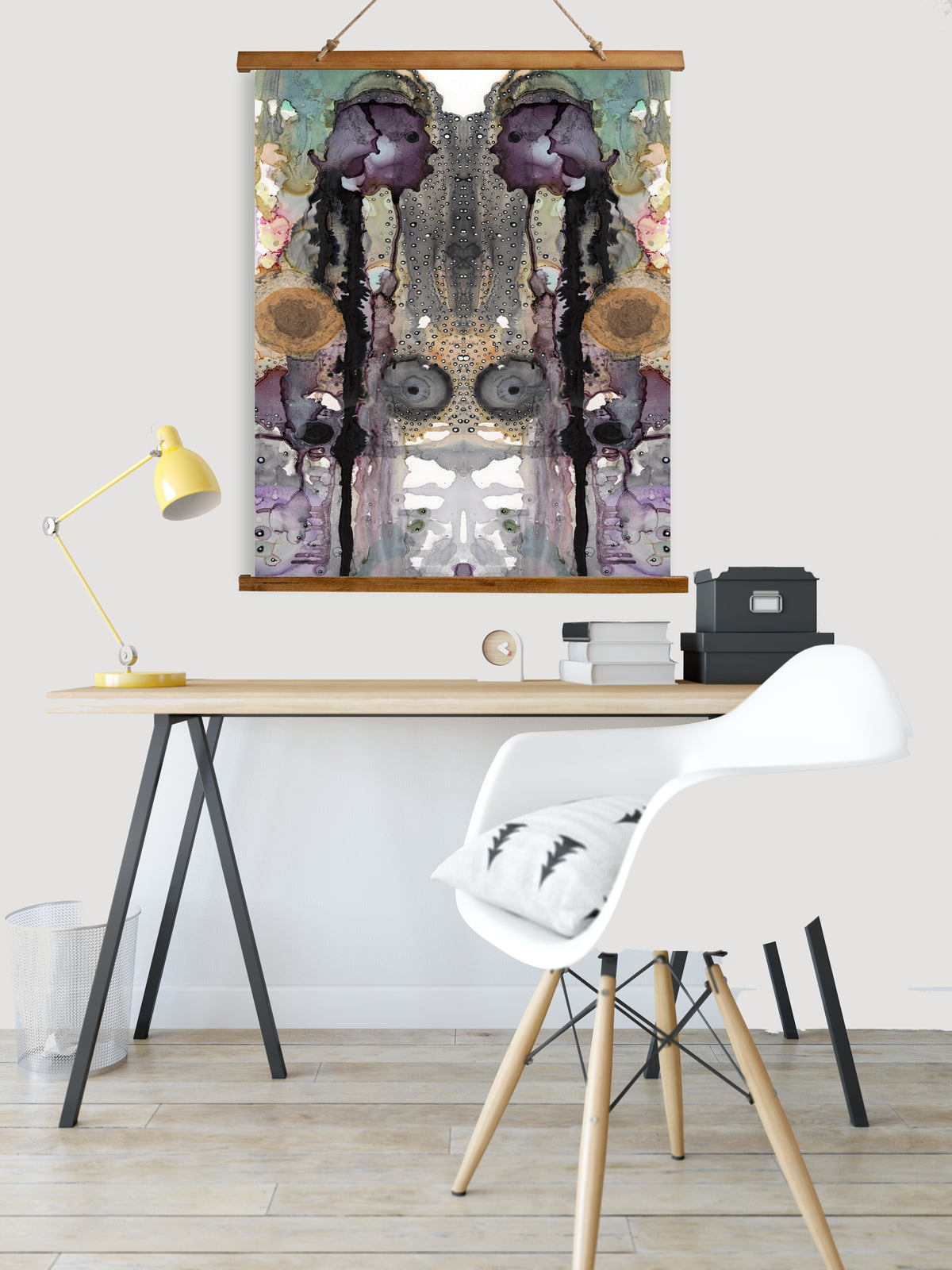 Whimsical Wood Slat Tapestry &quot;Purple Rain&quot;