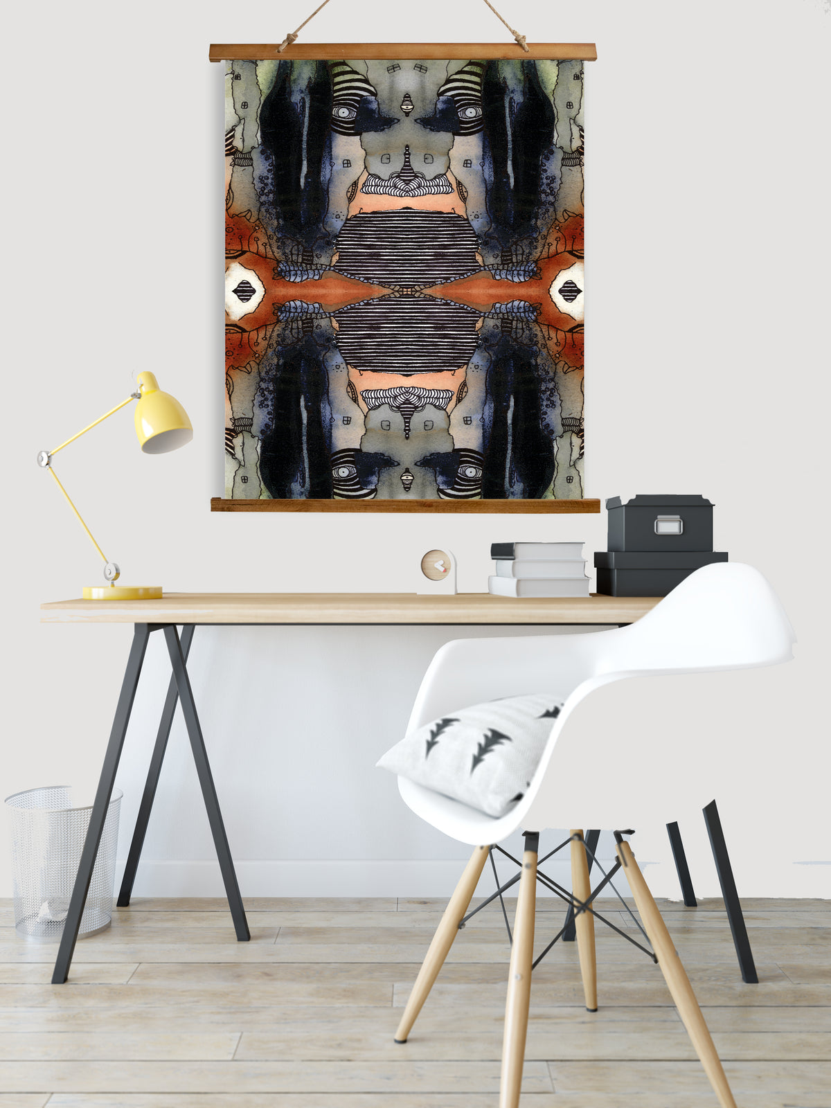 Whimsical Wood Slat Tapestry &quot;Source 2&quot;