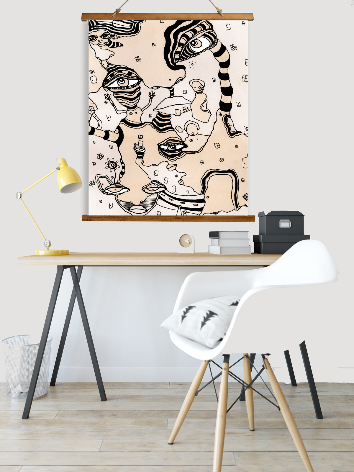 Whimsical Wood Slat Tapestry &quot;Stained 01&quot;