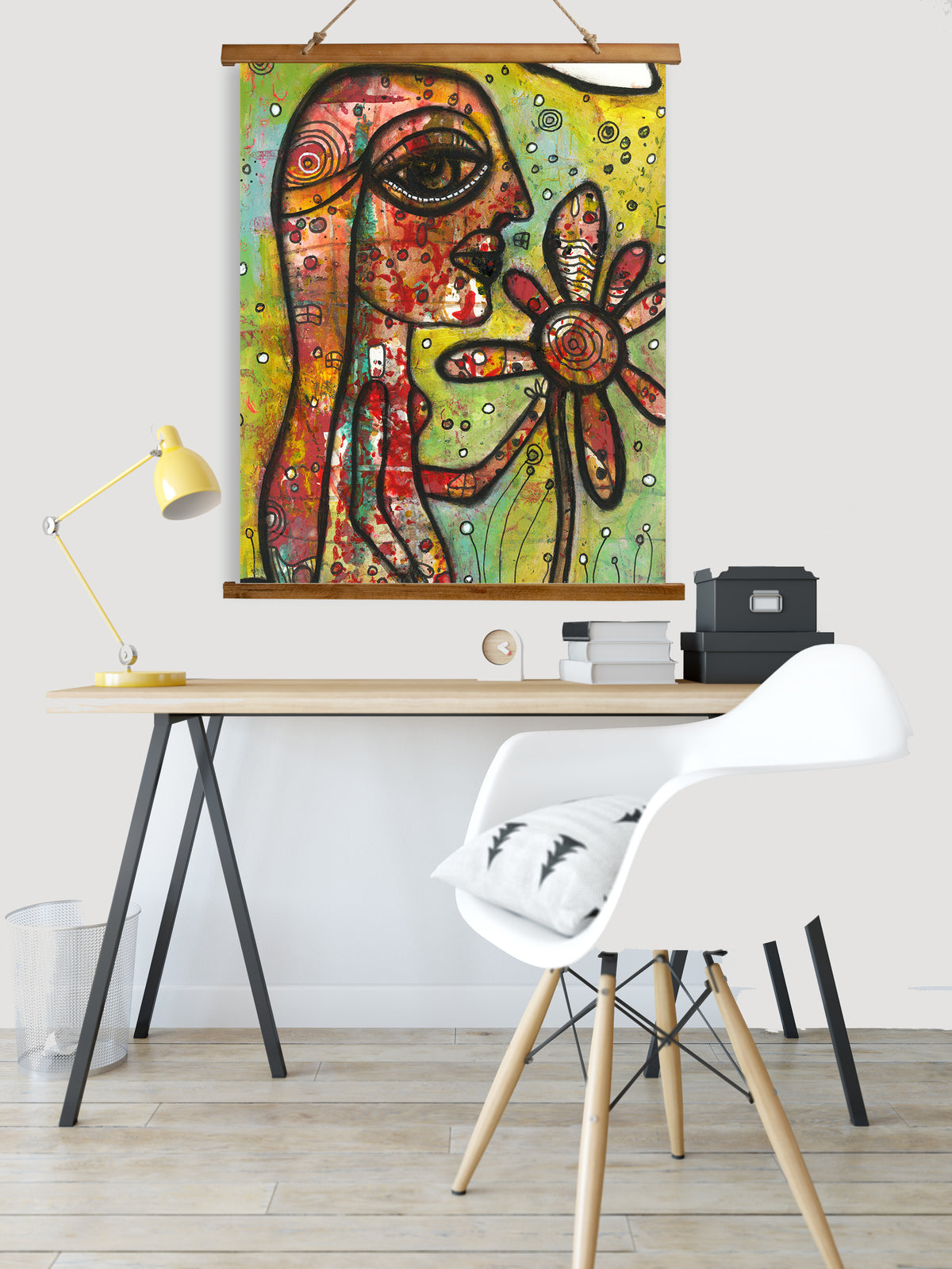 Whimsical Wood Slat Tapestry &quot;Take A Walk&quot;