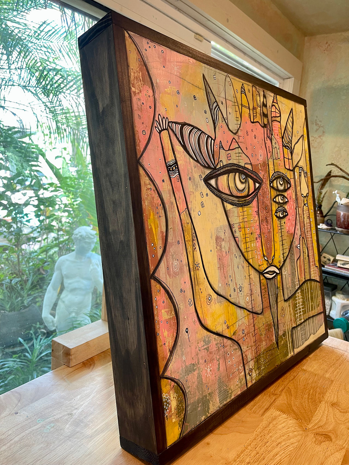 Original Mixed Media Fine Art on Wood &#39;Surrender&#39;