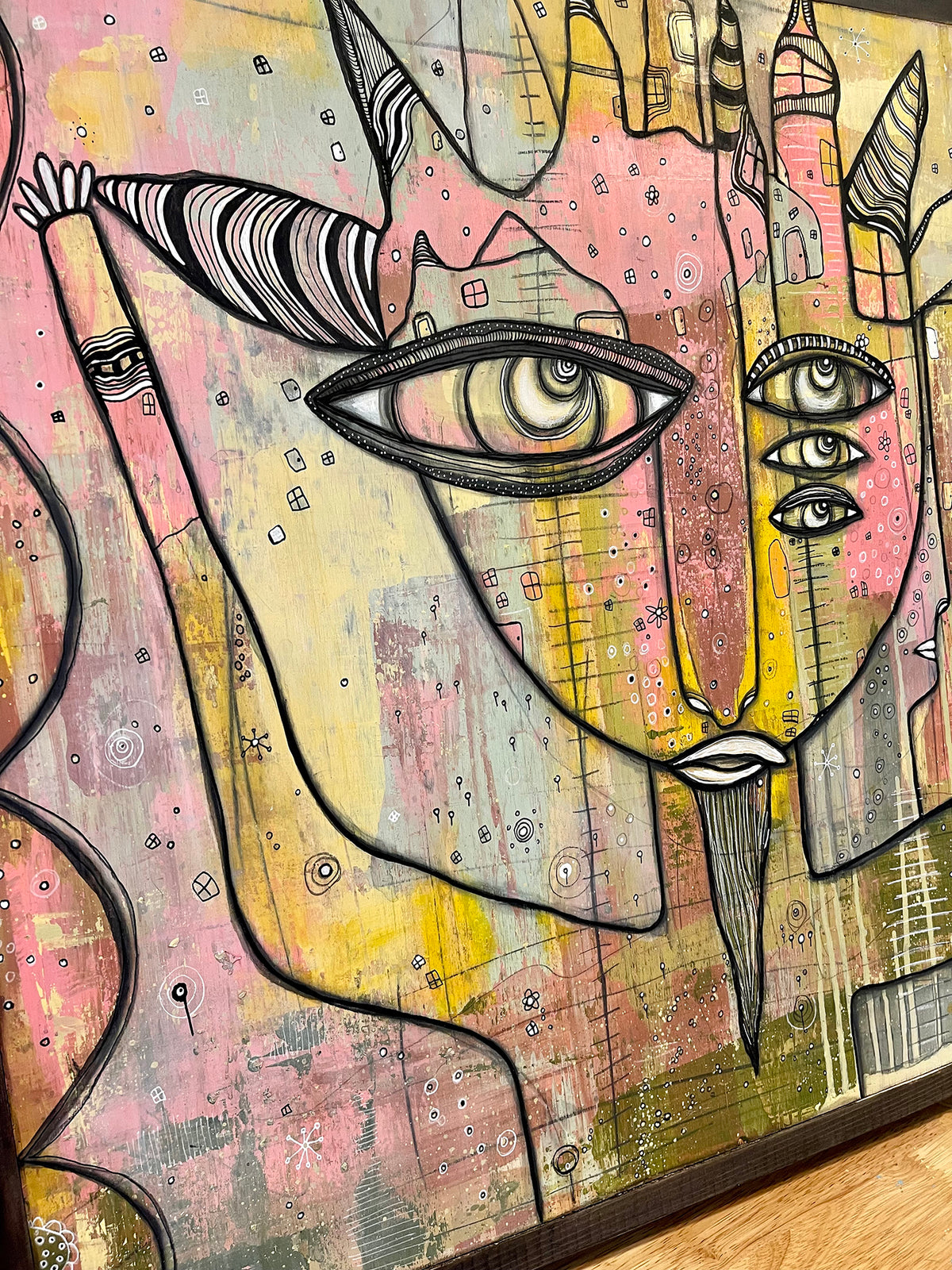 Original Mixed Media Fine Art on Wood &#39;Surrender&#39;