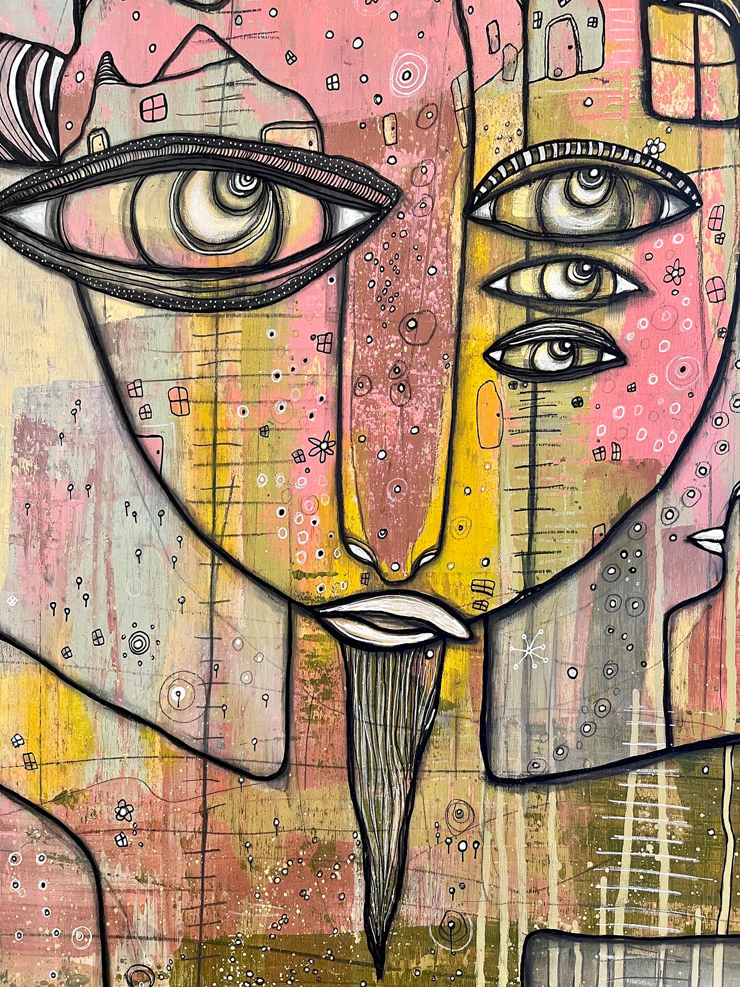Original Mixed Media Fine Art on Wood 'Let's Dance'