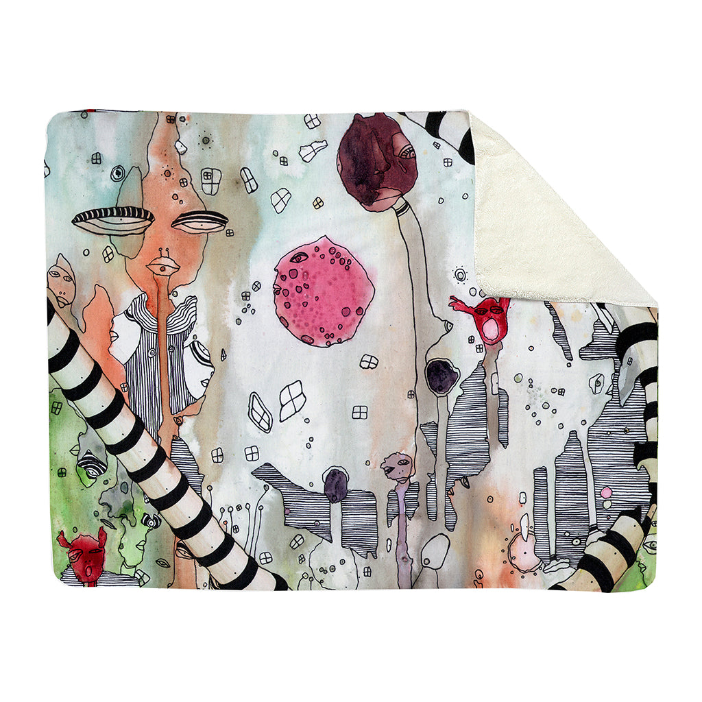 Thick Sherpa Fleece Blanket &#39;Female Hello&#39;