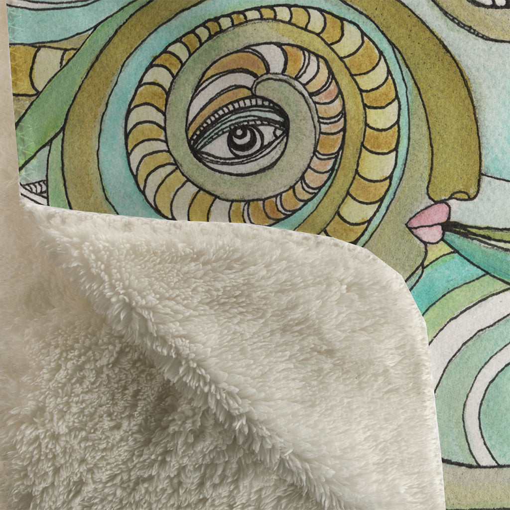 Thick Sherpa Fleece Blanket &#39;Honeydew Ocean&#39;