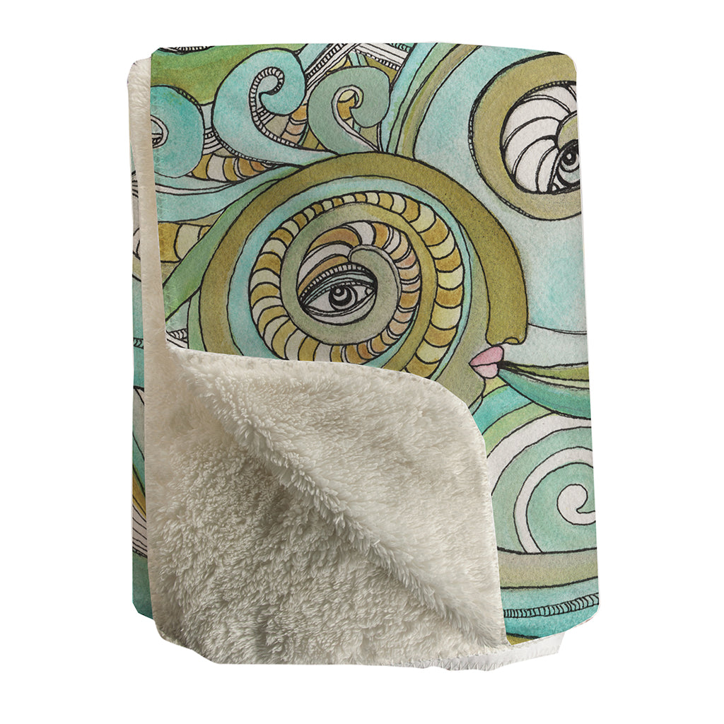 Thick Sherpa Fleece Blanket &#39;Honeydew Ocean&#39;
