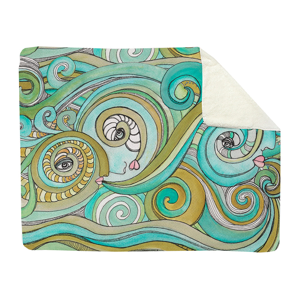 Thick Sherpa Fleece Blanket 'Honeydew Ocean'