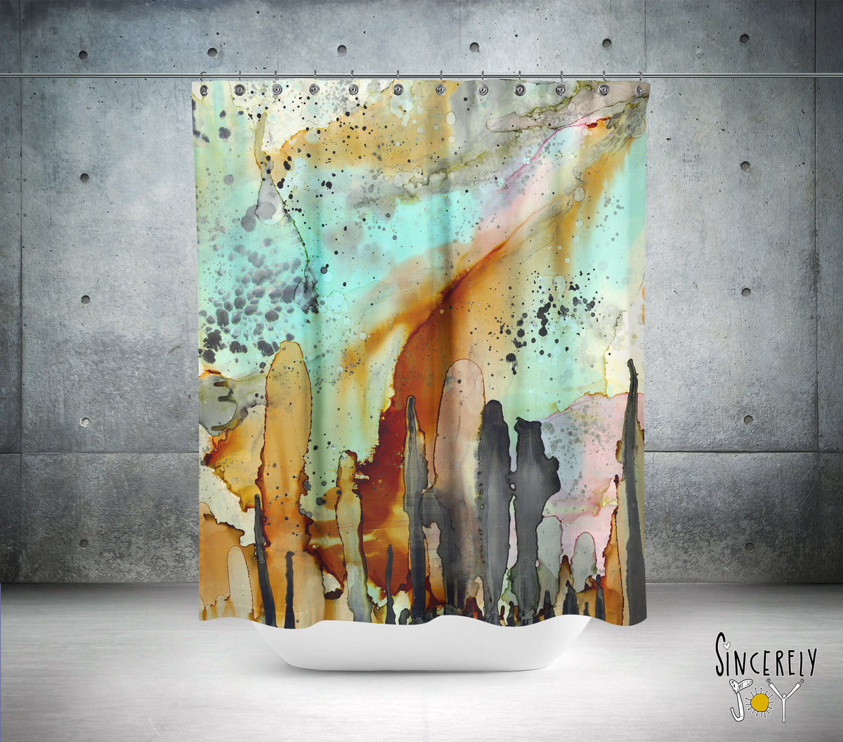 Abstract Mixed Media Shower Curtain &#39;From the Heavens&#39;