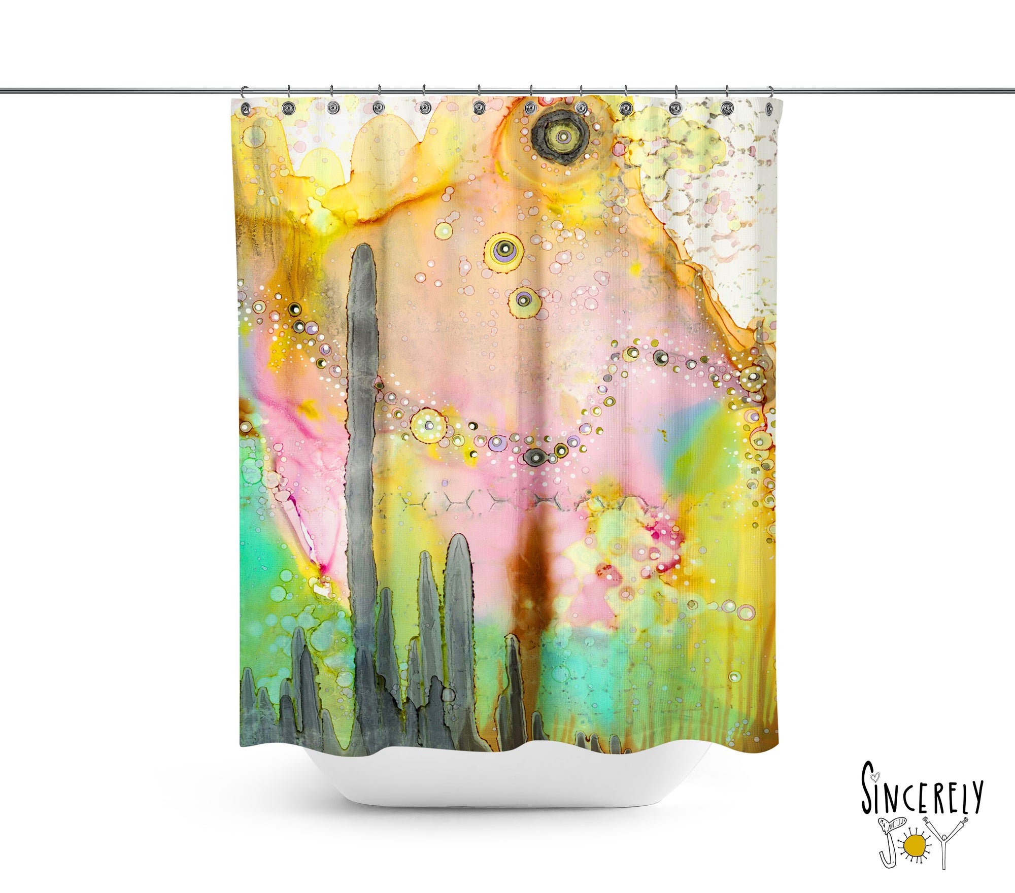 Colorful Abstract Shower Curtain 'Over the Rainbow II'