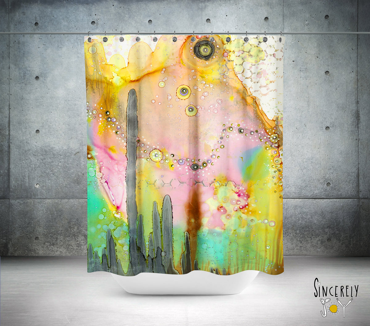 Colorful Abstract Shower Curtain &#39;Over the Rainbow II&#39;