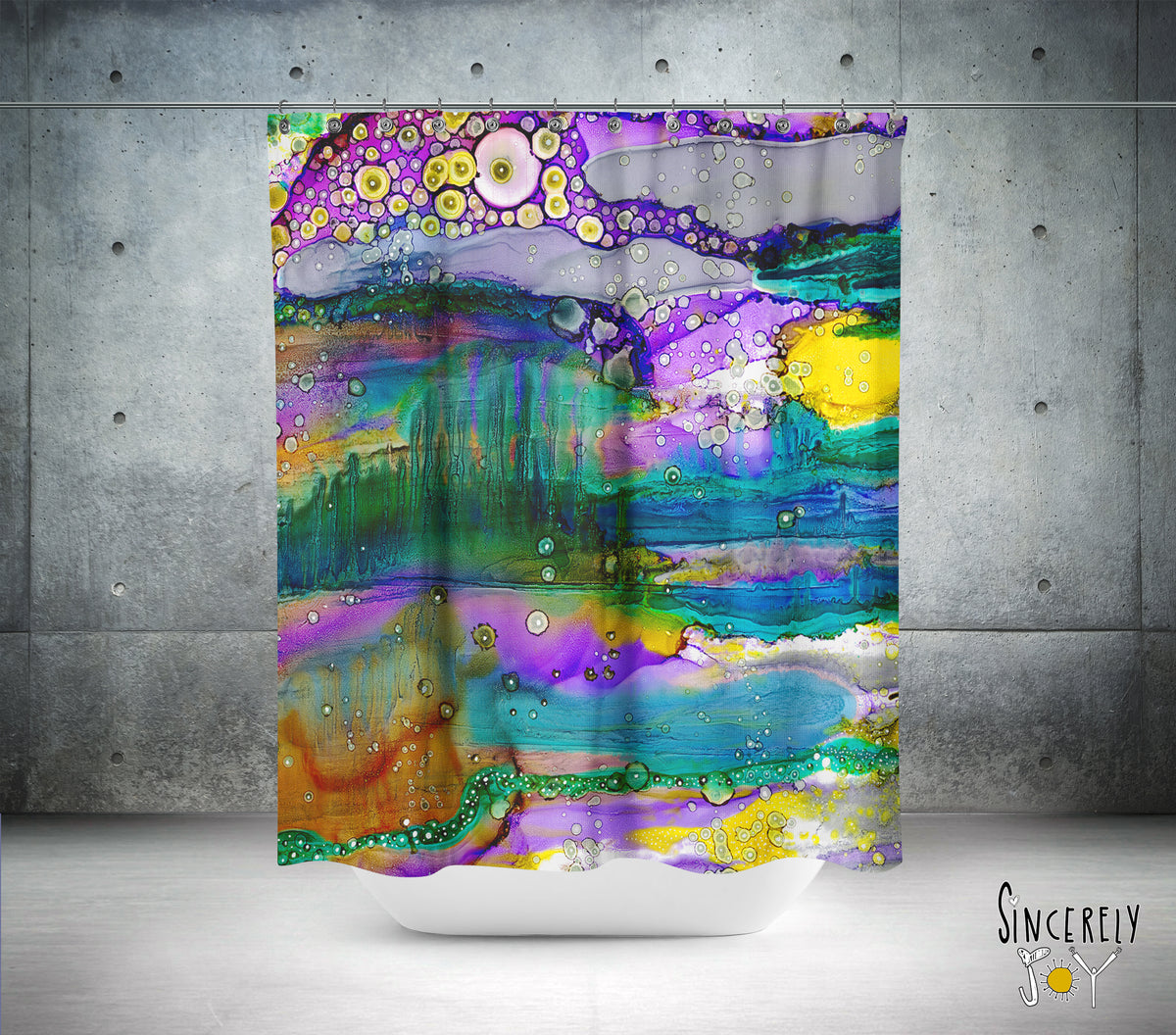 Colorful Abstract Shower Curtain &#39;Purple Mountain&#39;