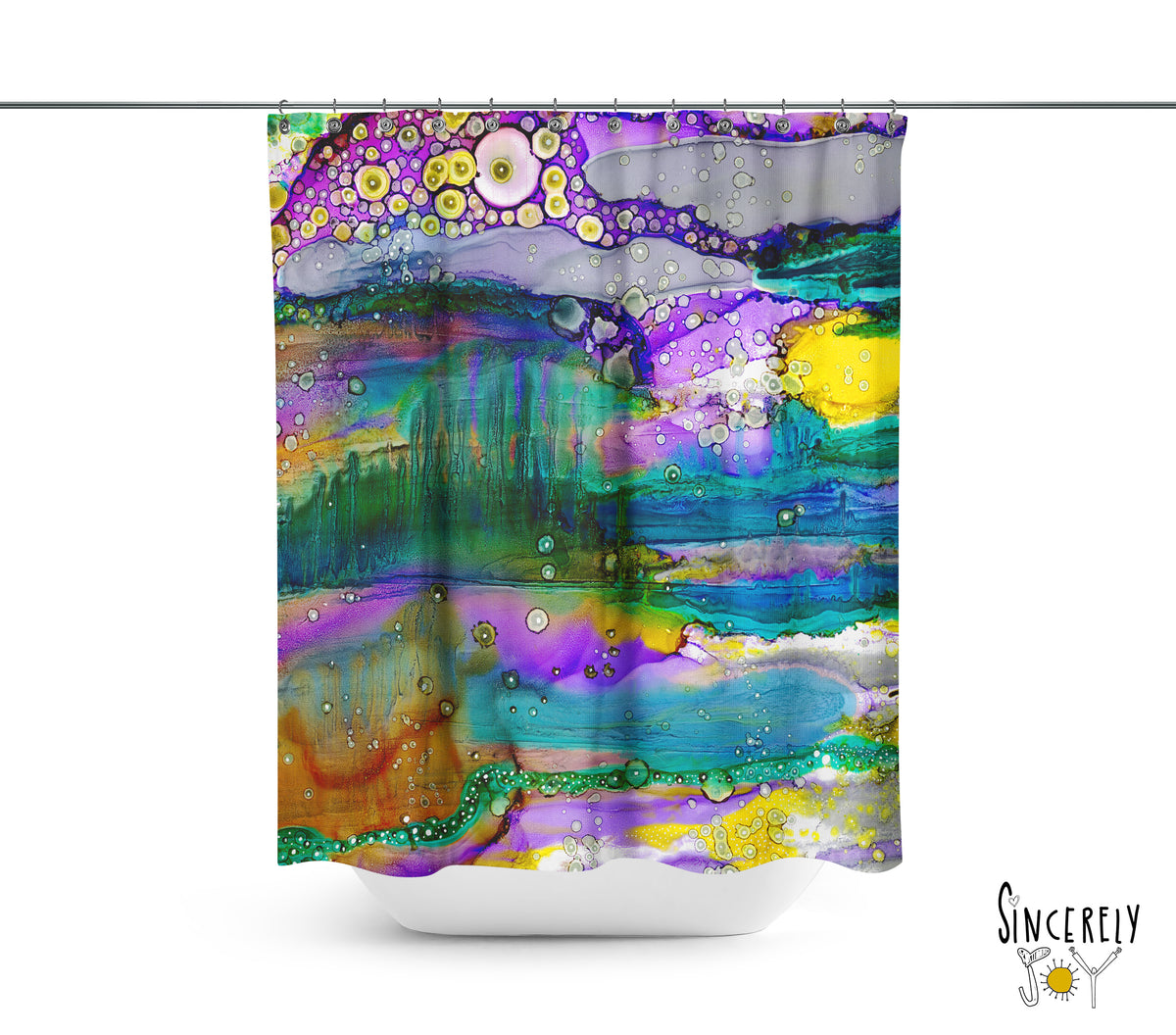 Colorful Abstract Shower Curtain &#39;Purple Mountain&#39;