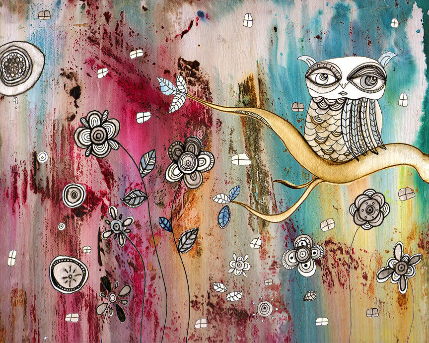 Outdoor Pillow Cushion &quot;Surreal Owl 1&quot;