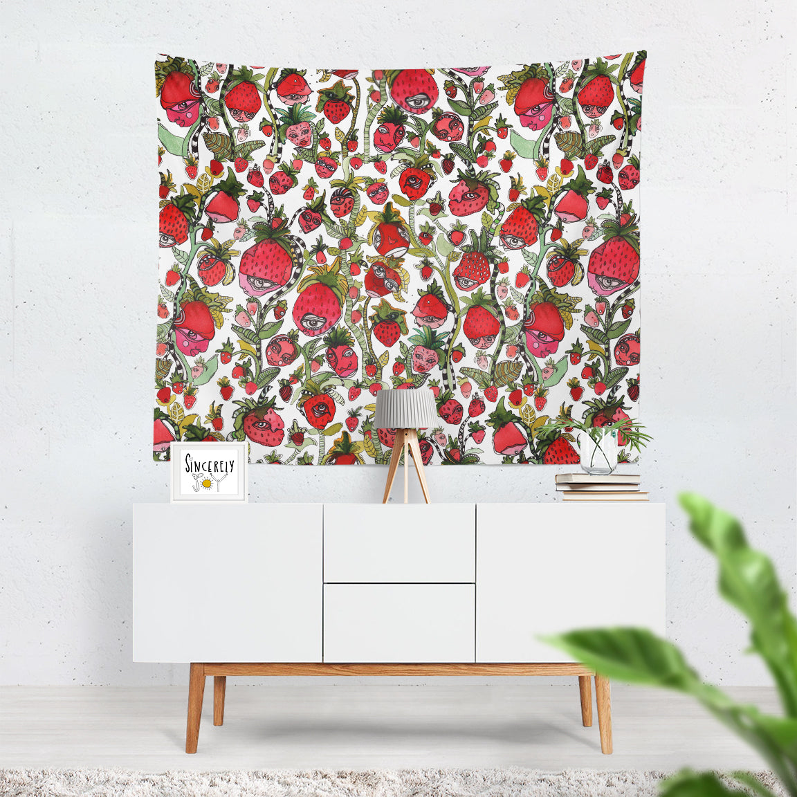 Wall Art Tapestry &#39;Strawberry Friends&#39;