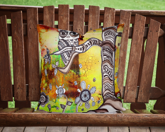 Outdoor Pillow Cushion &quot;Surreal Owl III&quot;