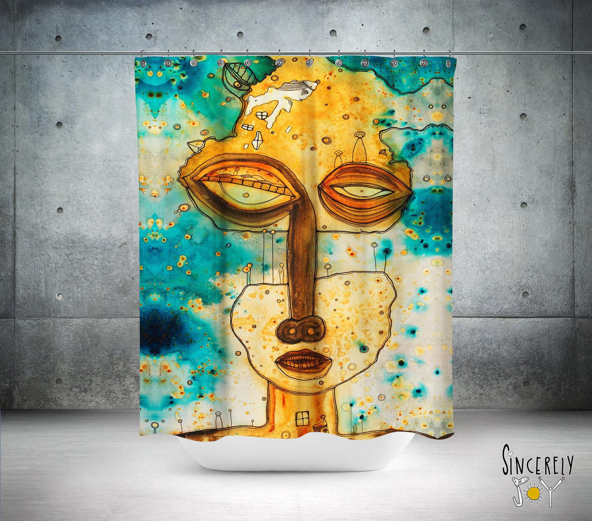 Abstract Mixed Media Shower Curtain &#39;Separation Anxiety&#39;
