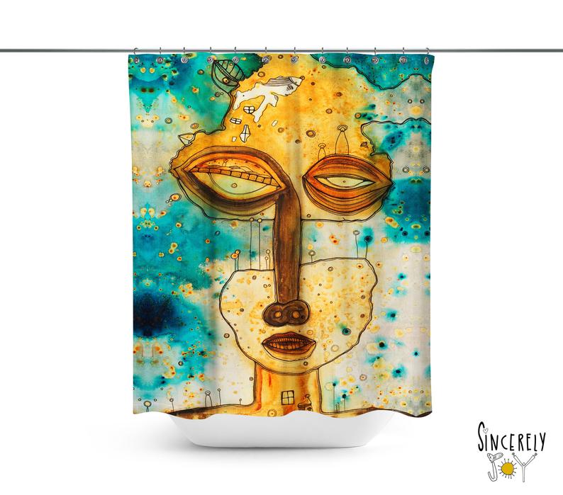 Abstract Mixed Media Shower Curtain &#39;Separation Anxiety&#39;