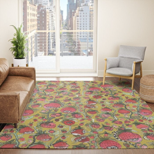 Area Rug &#39;Strawberry Friends Green&#39;