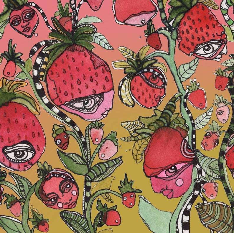 Tote Bag &#39;Strawberry Friends Green&#39;