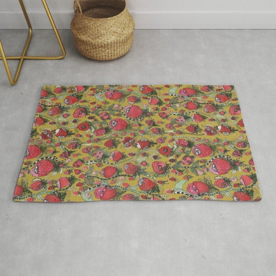 Area Rug &#39;Strawberry Friends Green&#39;