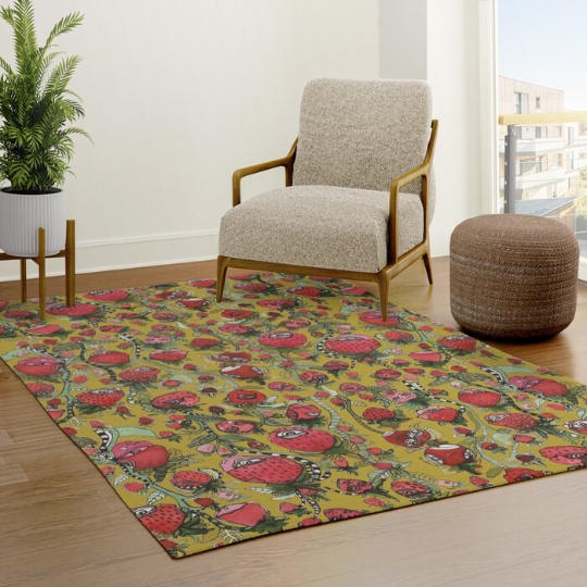 Area Rug &#39;Strawberry Friends Green&#39;