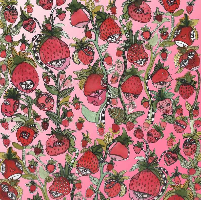 Tote Bag &#39;Strawberry friends pink&#39;