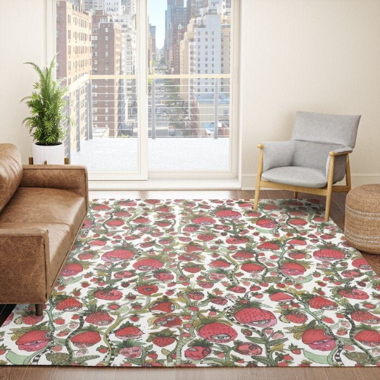 Area Rug &#39;Strawberry Friends White&#39;