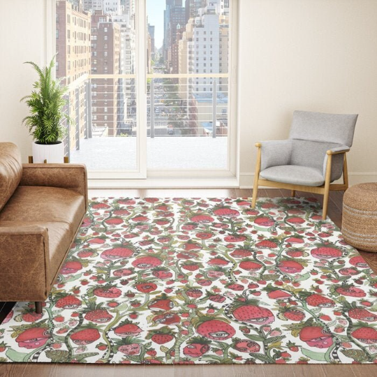 Area Rug 'Strawberry Friends White'