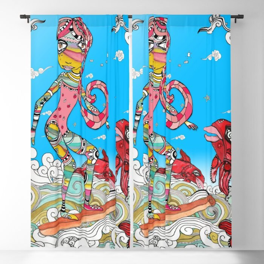 Window Curtains &quot;Surf On A Cinnamon Stick&quot;