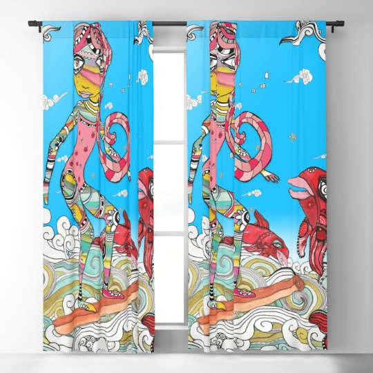Window Curtains &quot;Surf On A Cinnamon Stick&quot;