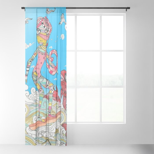 Window Curtains &quot;Surf On A Cinnamon Stick&quot;