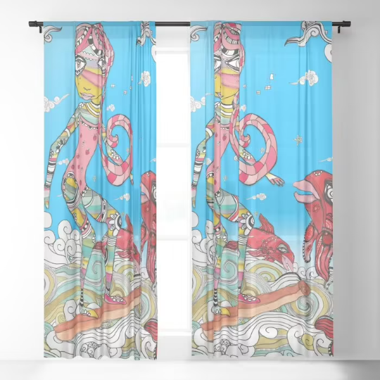 Window Curtains &quot;Surf On A Cinnamon Stick&quot;
