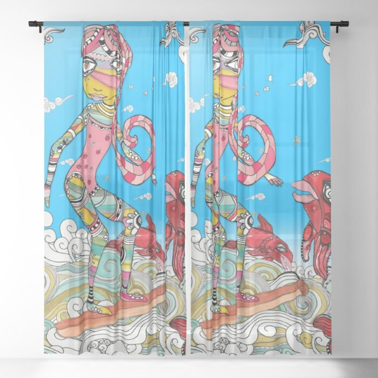 Window Curtains &quot;Surf On A Cinnamon Stick&quot;