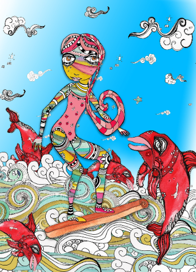 Window Curtains &quot;Surf On A Cinnamon Stick&quot;